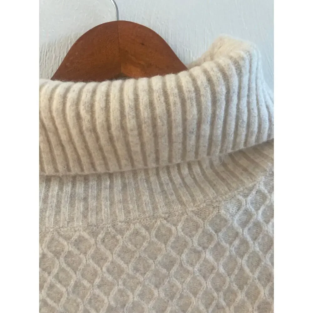 Adam Lippes RTR Design Collective Marled Turtleneck Sweater Wool Blend Beige L - Picture 9 of 13